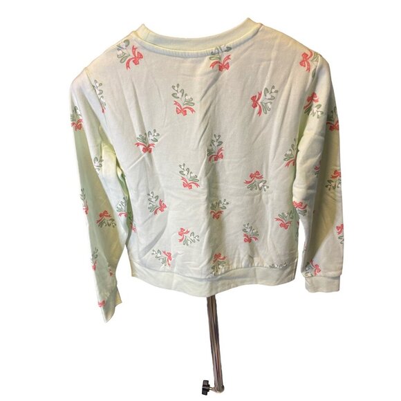 Holiday Time Light Green Kiss Me Yule Love It Graphic Sweatshirt SZ Medium - Picture 2 of 6